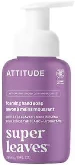 ATTITUDE Foaming Hand Soap, EWG Verified, Dermatologically Tested, Plant and Mineral-Based, Vegan Personal Care Products, White Tea Leaves, 295 mL