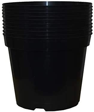Muddy Hands Pack of 10 Black Plastic Plant Pots Outdoor Garden Round Nursery Herb Flower Planters (7.5 Litre)