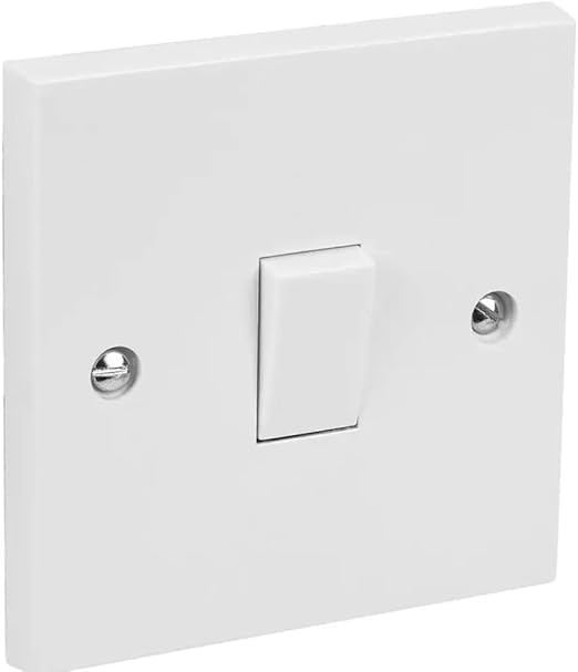 Single Gang Light Switch White 10A, 1 Gang 2 Way Switch, 230V Single Gang Two Way Light Switch - 1 Gang Switch White Plastic