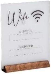 Acrylic WiFi Sign Board - Chalkboard Style WiFi Sign for Home & Store Displays, White (No Base)