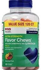 CVS Health Extra Strength Antacid Flavor Chews Assorted Fruit 120 Count(Gluten Free)Value Size