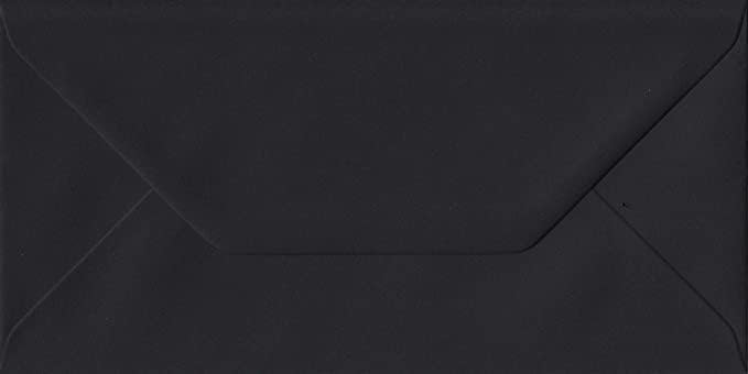 DL Coloured Envelopes for Greeting Cards Wedding Invitations & Crafts (110x220mm) Pack of 100 (Black)