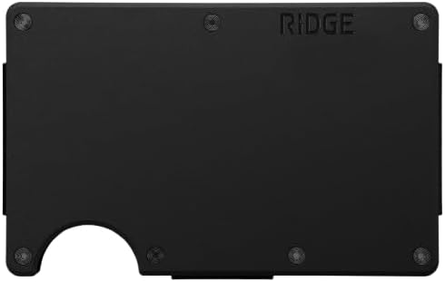 Ridge Wallet for Men - Slim Minimalist Compact Wallet and Card Holder, RFID Protected Front Pocket Wallets for Men with Integrated Cash Strap (Matte Black)