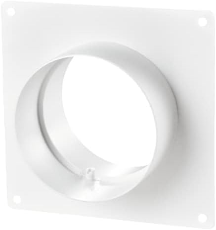 VENTS UK 100mm Wall Plate with Spigot – White Round Ducting Connector for 4" Ventilation Systems – Plastic Mounting Plate for Extractor Fans, Pipes & Duct Runs