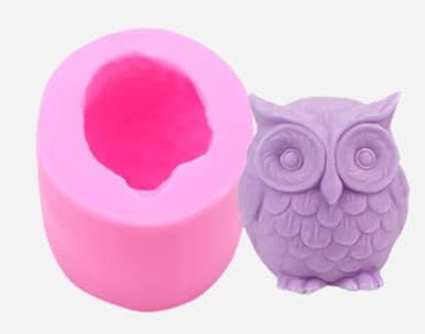 3D Candle Silicone Mold Owl Mold, Used for Making Candle,Cake Chocolate, Hard Candy in Kitchen Accessories, Pink, 5x5x5.5cm (17-02) Candle Making Supplies Soap Molds Candle Molds for Candle Making