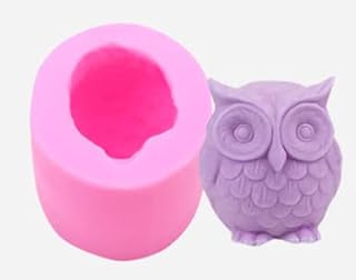 3D Candle Silicone Mold Owl Mold, Used for Making Candle,Cake Chocolate, Hard Candy in Kitchen Accessories, Pink, 5x5x5.5cm (17-02) Candle Making Supplies Soap Molds Candle Molds for Candle Making