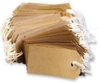 50 Small Brown/Buff (Manilla) Strung 70x35mm Tag/Tie On Luggage Labels