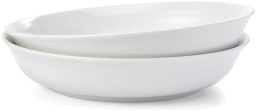 KODAAComptoir de Famille Set of Two 22cm Deep Plates - White Porcelain - Stylish, Durable & Versatile - Suitable for Everyday Use - Dishwasher Safe