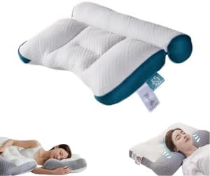 Cloud Nest Down Pillow, Ergonomic Nuzzle Pillows for Neck Pain Relief Side Sleeper, Memory Foam Cervical Support Comfort Goose Down Pillows (Blue)