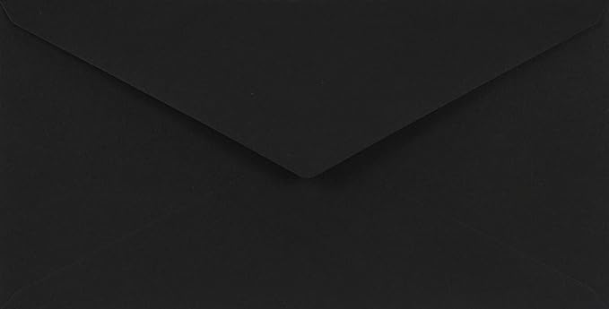 Netuno 25 Long Black Coloured envelopes DIN DL 110x220mm 4.33x8.66 inches 115gsm Sirio Color Nero gummed Pointed Flap no Window for Wedding Invitations Christmas Sympathy Greeting Cards leaflets RSVP