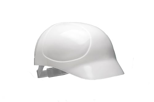 Centurion Safety Products – Plastic Bump Cap With Short Peak - For Cold Environments - Built in UK - Slip Ratchet Fastening Secures Hat on Your Head - Lightweight & Wipe Clean HDPE - Unvented - White