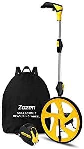 Zozen Measuring/Trundle Wheel in meters-3-Piece, Foldable | Metric Units [Up to 9,999.9m], Rolling Measurement with Carrying Backbag, One Key to Reset/Kickstand to Keep Stand | Starting Point Arrow.