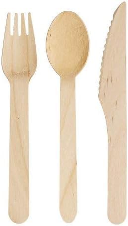 Wooden Cutlery Set 150pcs Disposable Biodegradable & Eco Friendly, Compostable, Picnic, Office & Wedding, Party, Camps