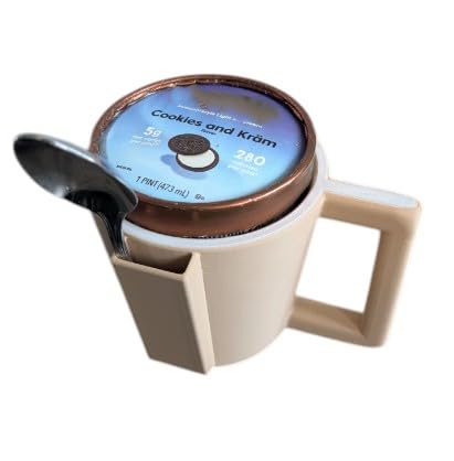 Ice Cream Pint Carrier – 16oz Ice Cream Holder with Built-In Spoon Slot and Handle – Comfortable Grip for Cold Pints – No More Cold Hands or Mess – Functional Dessert Accessory (Glow in the Dark)