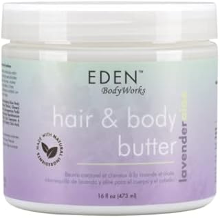 EDEN BodyWorks Lavender Aloe Hair + Body Butter (16 oz) - Natural Moisturizer - Hydrate, Calm and Soothe Hair & Skin