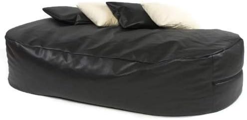 Beautiful Beanbags - XXXX-L 6ft Faux Leather Beanbag Bed - Sofa Bed, Black