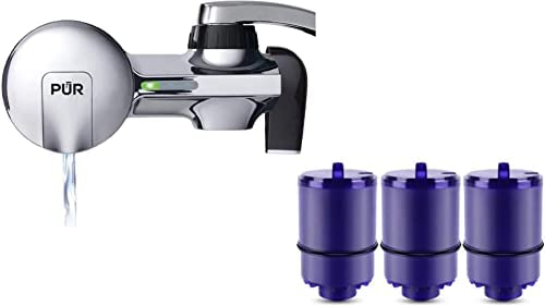 PUR Faucet Mounted Water Filter System with 4 Filters, Chrome Horizontal (8789878)