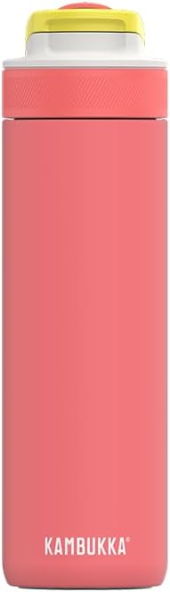 Kambukka Lagoon 600ml / 20oz Insulated Water Bottle with Straw - Leak-Proof, Keeps Cool for 22 Hours, Soft Silicon Spout, Dishwasher Safe Lid, Anti-Slip Base - Premium Stainless Steel - Fluo Fantasy