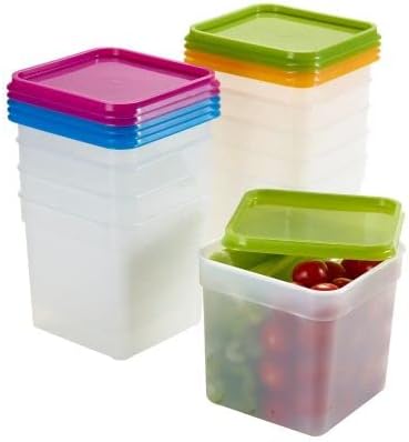 lakeland 10 Stack a Boxes Food Storage Containers 1.2L – Colourful Lids Long-Lasting Nest When Empty