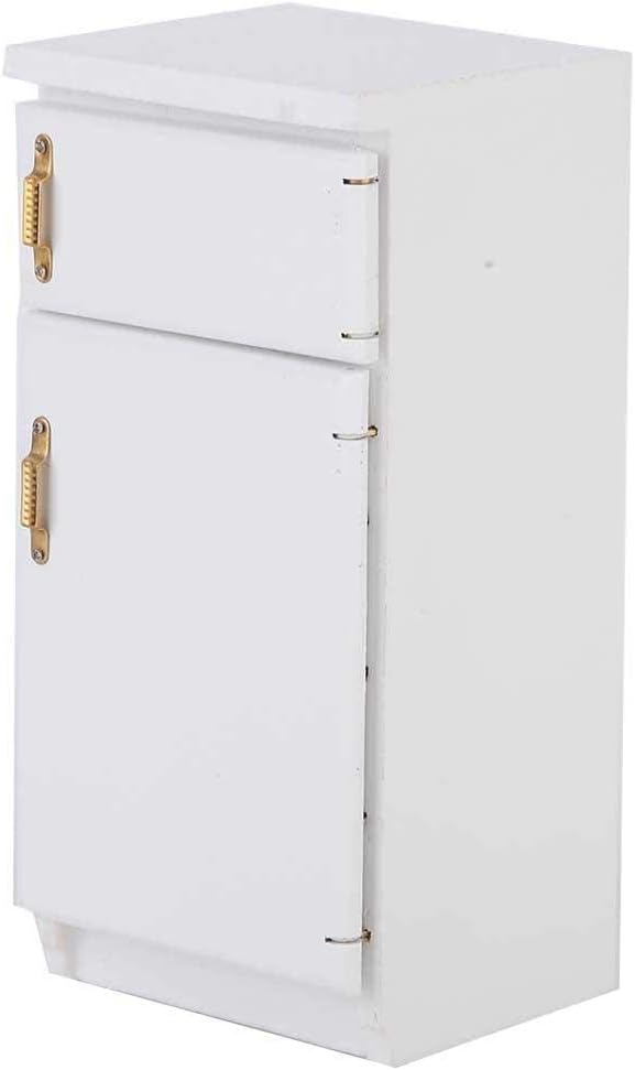 Dollhouse Accessories, 1:12 Dollhouse Kitchen Miniature White Refrigerator Excellent Furniture Model