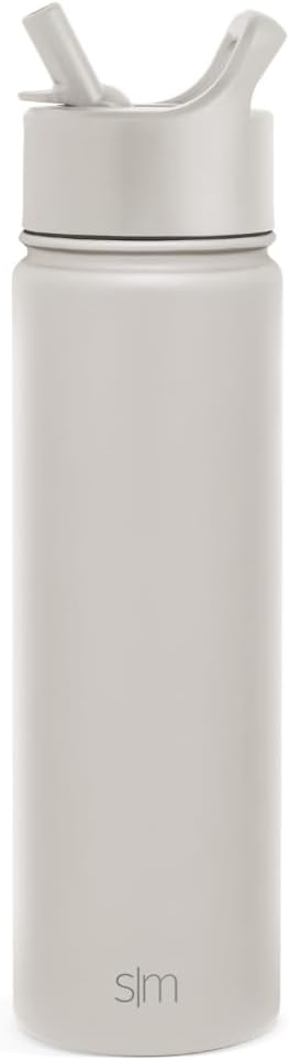 Simple Modern Water Bottle with Straw Lid Vacuum Insulated Stainless Steel Metal Thermos | Reusable Leak Proof BPA-Free Flask for Gym, Travel, Sports | Summit Collection | 22oz, Almond Birch