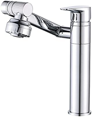 Single Handle Bathroom Sink Faucet - Chrome Basin Mixer Tap with Brass Aerator, Hot & Cold Water, 360° Rotation - Modern Single Hole Design for Easy Installation