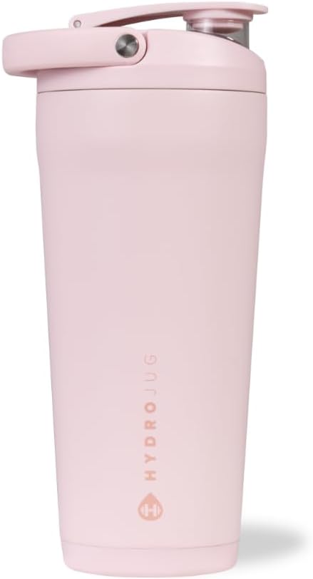 HydroJug 24 oz New Stainless Steel Shaker – Insulated, Leakproof, BPA-Free with Silent Mixing Grate – No Clumps, No Noise – Premium Shaker for Fitness, Sports & Everyday Use, Pink Sand