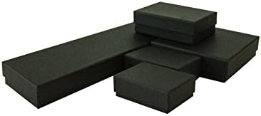 TheDisplayGuys - 100-Pack #99 Cotton Filled Cardboard Paper Jewelry Boxes Gift Case - Matte Black (5 Sizes Assortment) - for Shipping or Storage