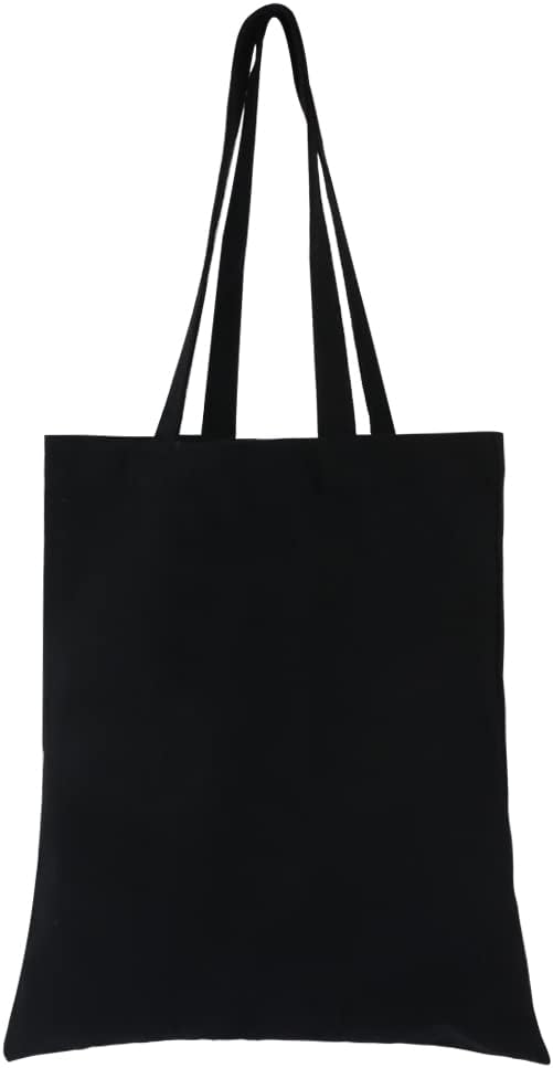 HuaJiao Cotton Canvas Tote, Black Tote Bags Cotton Shoulder Bag for Groceries Travel School Work Beach Lunch Shopping