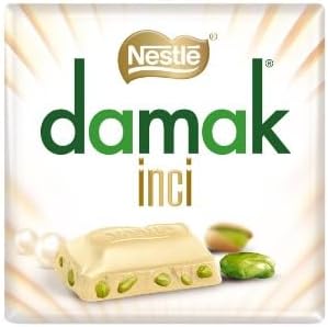 Damak İnci White Chocolate with Pistachio 60g (Pack Of 6) Delicious Tasty And Twisty Treat Gift Hamper, For Christmas,Birthday,Easter Gift