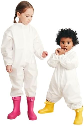 ZIOSTAND LoandTo Pack of 5 Disposable Waterproof Breathable Full Body Art Smock Kids Unisex Safe for Art Sand Play Gardening