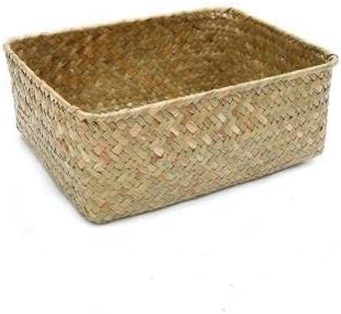 MYLPDZSW HHF Baskets Bins Home Decor Handmade Straw Dried Flower Fruit Pot Basket Rattan Box Candy Earphone Organizer Sundries Storage Basket Clothing Storage (Color : Primary Color S)