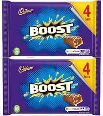 Boost Chocolate Bar 4 Bars per Pack (Pack of 2) | 136g Each | Caramel and Biscuit Filling Covered in Milk Chocolate | Energy Snack Bar | Sweet Treat for Sharing, Gifting or On the Go