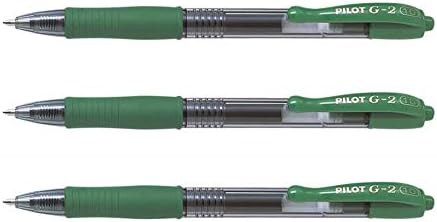 PILOT Set of 3 Retractable Gel Ink Rollerball Pens G-2 07 Medium Tip Greenaa