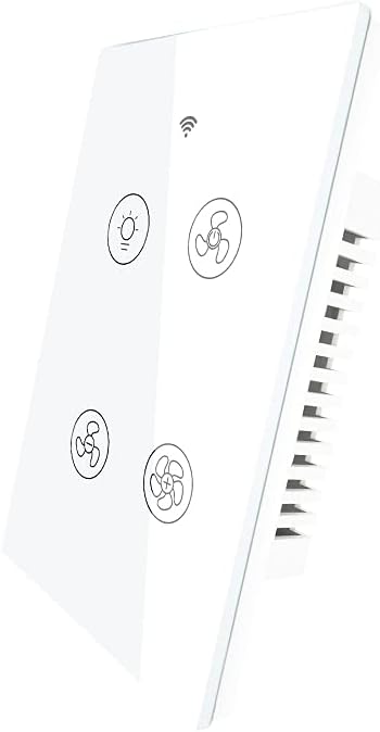 MOES WiFi Smart Ceiling Fan Light Wall Switch, Smart Life/Tuya APP Remote Timer and Counterdown, Compatible with Alexa and Google Home, No Hub Required, Neutral Wire Required,White