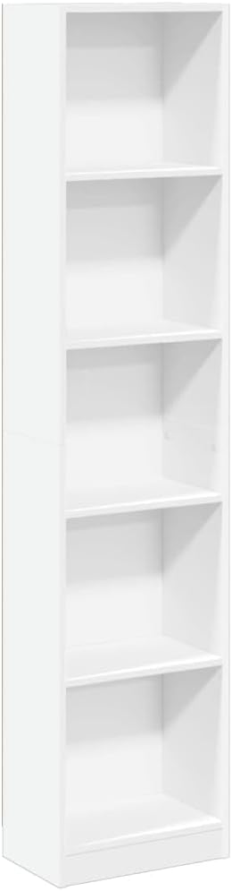 vidaXL White Bookshelf - Engineered Wood 2-Layer Bookcase 40x24x75 cm for Office/Living Room