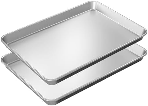 Baking Sheet Pan 2 Pack 9x13 baking sheet in Rust Free cookie sheets for baking, Warp Resistant, Food Grade Aluminum, Versatile, Easy Cleanup - Quarter Sheet Pan Pack Of 2