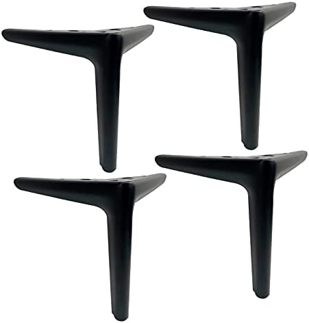 Furniture Legs,Set of 4 Modern Metal Cabinet Legs,Triangle Table Legs,DIY Replacement Sofa Feet,for Coffee Tables,Chair,TV Desk Support Legs,with Screws and Floor Protectors (5.9in,Black)