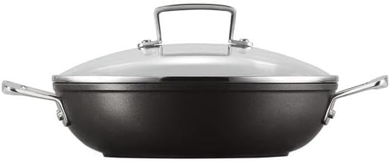 Le Creuset Toughened Non-Stick 24x5.95cm Shallow Casserole/Braiser with Glass Lid, Aluminium, 51107240010502