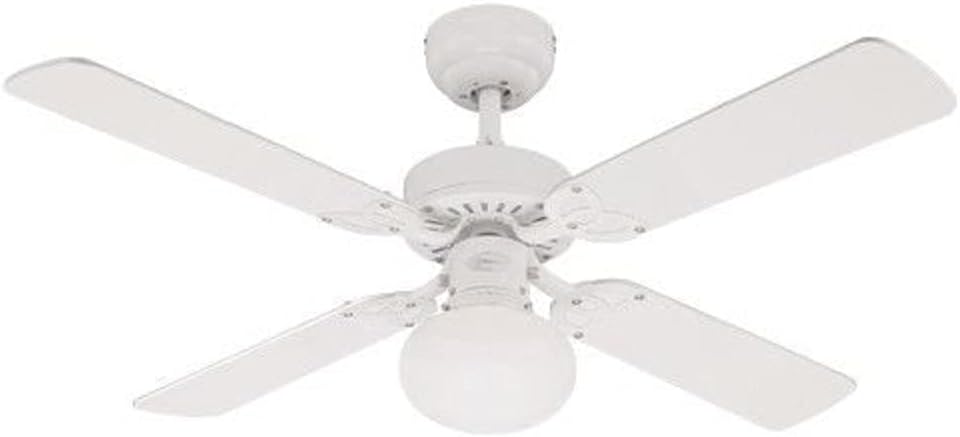 Westinghouse Ceiling Fans 72185 Vegas 105 cm White Indoor Ceiling Fan, Light Kit with Opal Frosted Glass