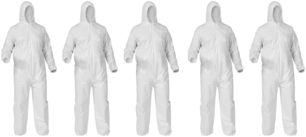 Bahob® 5 Pack Protective Disposable Overall Paper Boiler Suit Coveralls Protection Suit Elasticated hood, Cuffs and Ankles