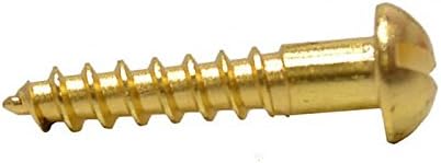#2 x 1/4 Brass Wood Screws, Round Head, Slotted Drive - (Pack of 100) Solid Brass Plain Finish, Screw Size: #2, Length: 1/4 inches