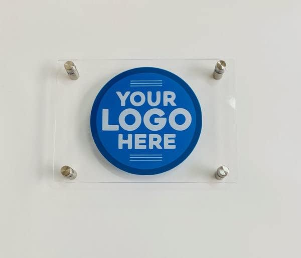 One of a Kind Design UK Personalised Acrylic Business Office Logo Sign Plaque, Stainless Steel UV HD Printing with 3mm Clear Acrylic Plate, Multi Size A5, A4, A3, Store DIY Design