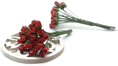 50 Red Tiny mini Rose Scrapbook Craft 5mm Mulberry Paper Flower Card Wed Dollhous No.2