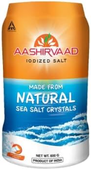 Aashirvaad Canister Salt 600g – Iodized Salt – Natural Sea Salt – Right Amount of Iodine – Solar Evaporated (Pack of 1)