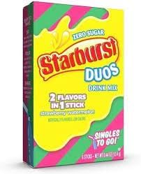 Starburst Duos Strawberry Watermelon On The Go Singles 6 Satchets 12.4g | Pack Of 2