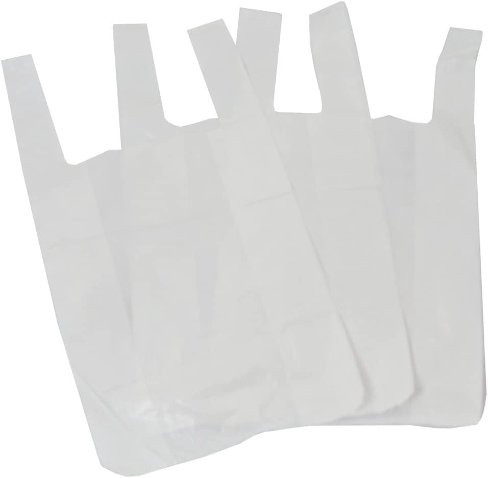 200 x Strong Medium White Plastic Vest Carrier Bags 10x15x18"