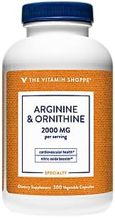 L-Arginine & Ornithine a" Supports Cardiovascular Health & Nitric Oxide Booster a" 2,000 MG (300 Vegetable Capsules)
