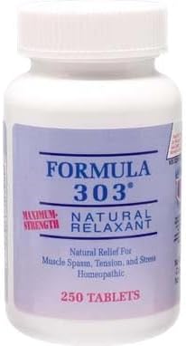 Dee Cee Labs Formula 303 Maximum Strength All-Natural Relaxant Tablets, 250 Tablets; All-Natural Relaxant containing Magnesium for Sore Muscles, Passion Flower, and Valerian Root