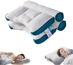 2PCS Cloud Nest Down Pillow, Sleep Enhancing Cervical Support Comfort Nuzzle Pillows for Neck Pain Relief Side Sleeper, Premium Memory Foam Cervical Neck Pillow for Sleeping (Blue)